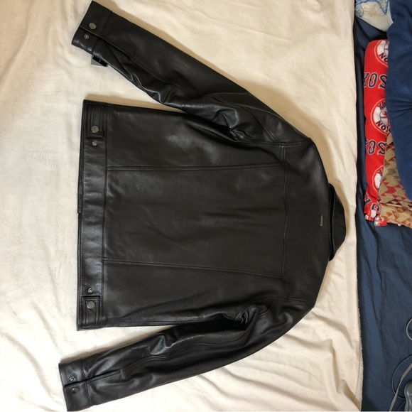 Men’s Michael Kors Leather Jacket Size Small Color Espresso - Picture 4 of 7